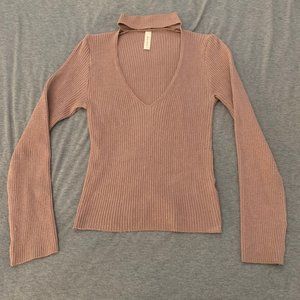 Choker Top Blush Long Sleeve Ribbed